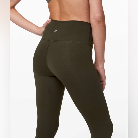 Lululemon Wunder Under Crop Dark Olive Full-On Luxtreme 21” Sz 4 Like New - Picture 4 of 9